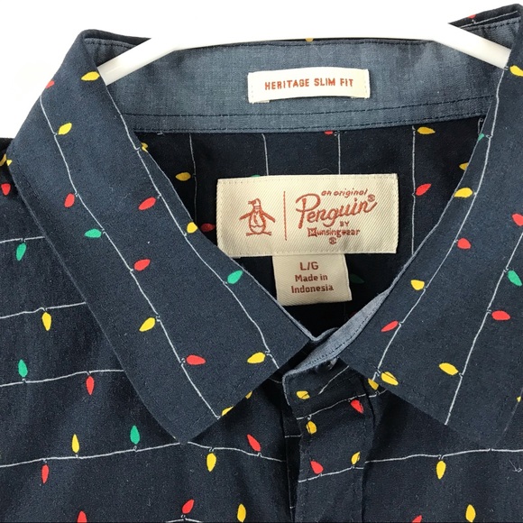. Original Penguin Heritage Slim Fit Christmas Shirt - Picture 4 of 9